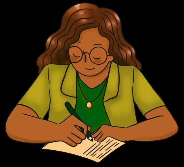 Woman writing in notebook